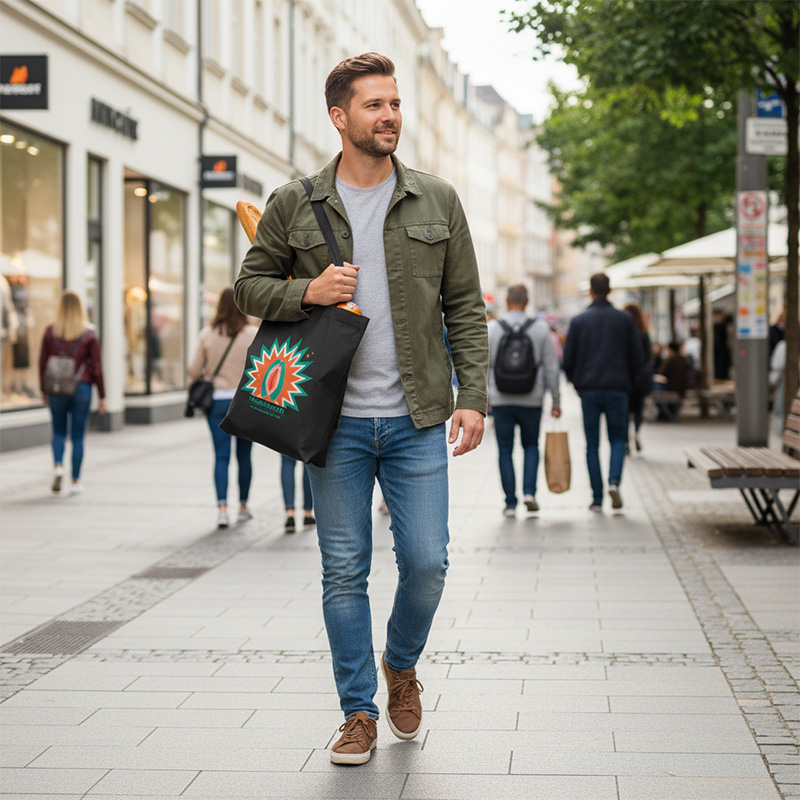 Muschikraft Logo Einkaufstasche Classic Mockup Westford Mill W161 schwarz